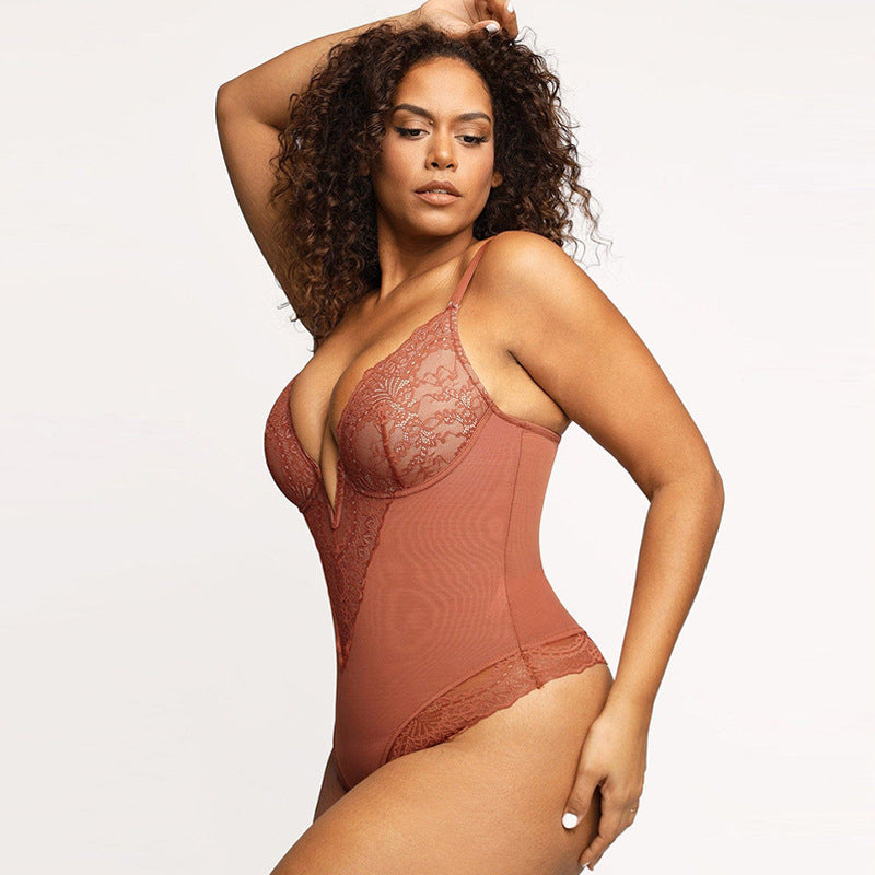 Shapewear Lace Deep-V Neck Bodysuits