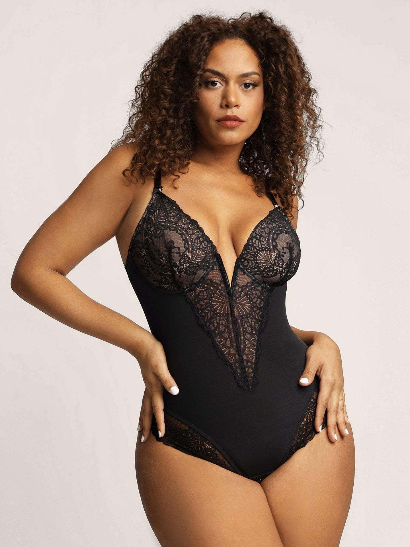 Shapewear Lace Deep-V Neck Bodysuits
