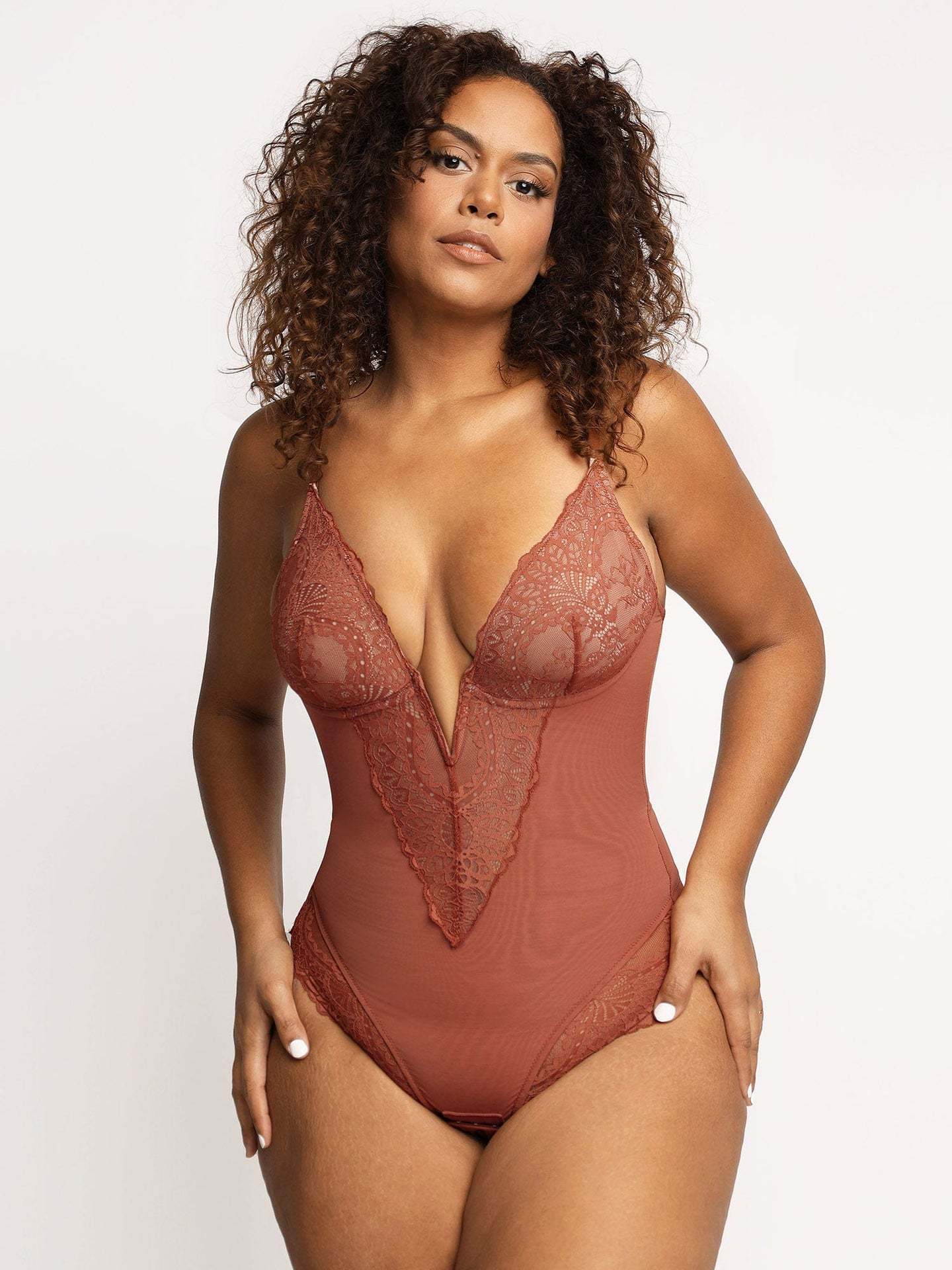 Shapewear Lace Deep-V Neck Bodysuits