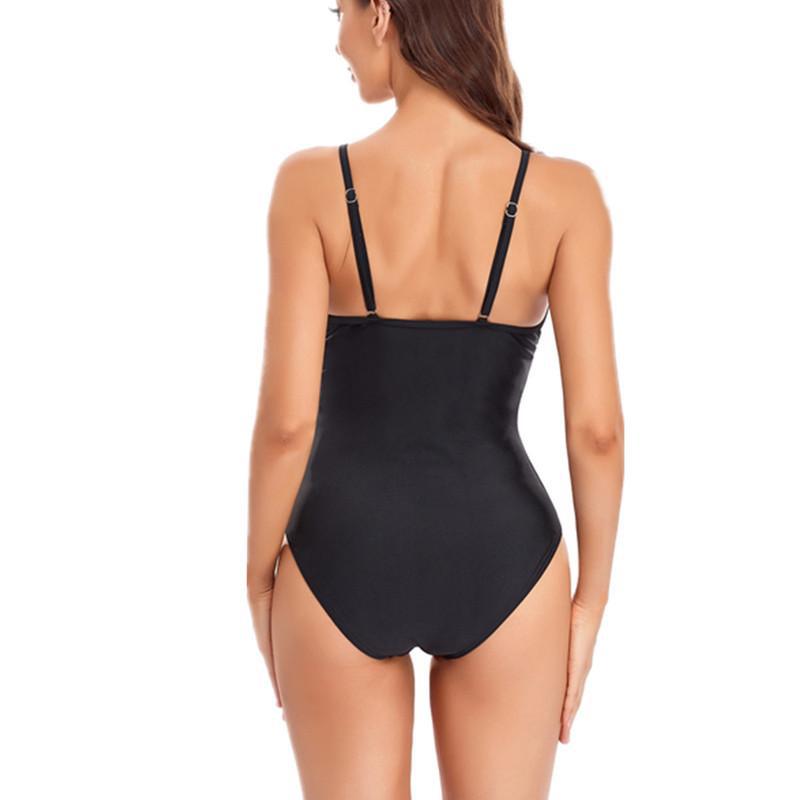 Elegant Mesh One-Piece Swimsuit – Solid Color Women’s Swimwear