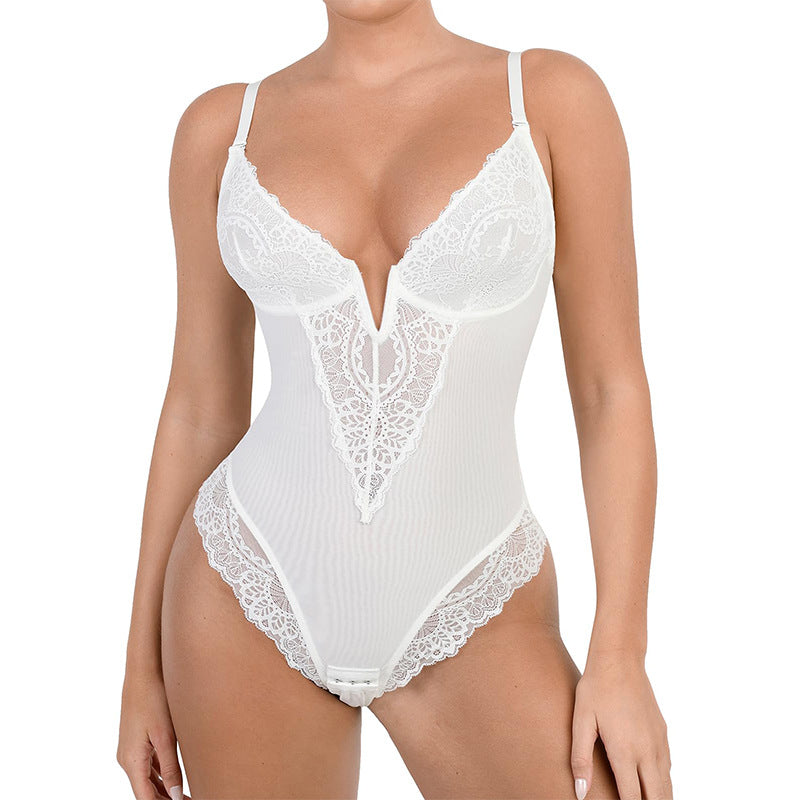 Shapewear Lace Deep-V Neck Bodysuits
