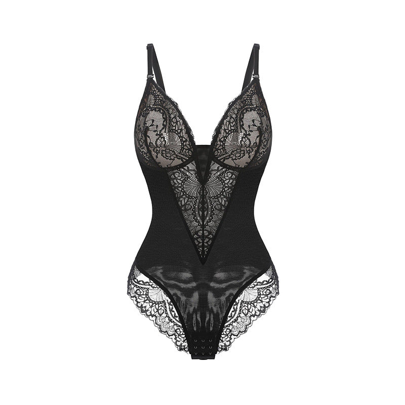 Shapewear Lace Deep-V Neck Bodysuits