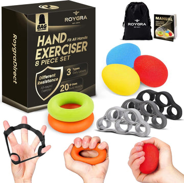 8-Pack Grip Strength Trainer & Forearm Strengthener Kit