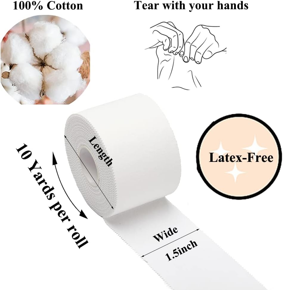 Strong White Athletic Tape (5 Pack, No Residue)