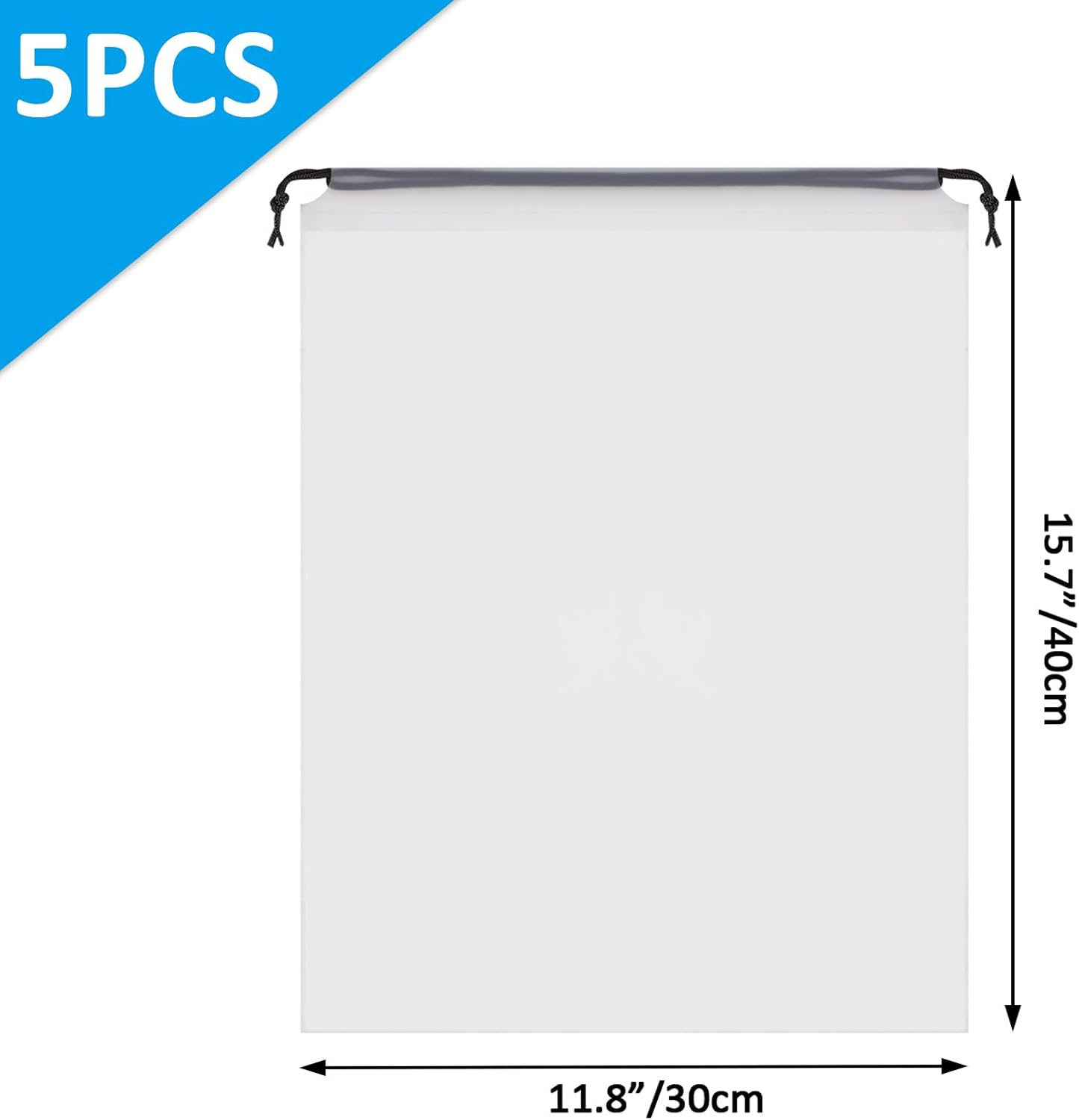 White screen with dimensions and '5PCS' text on a white background