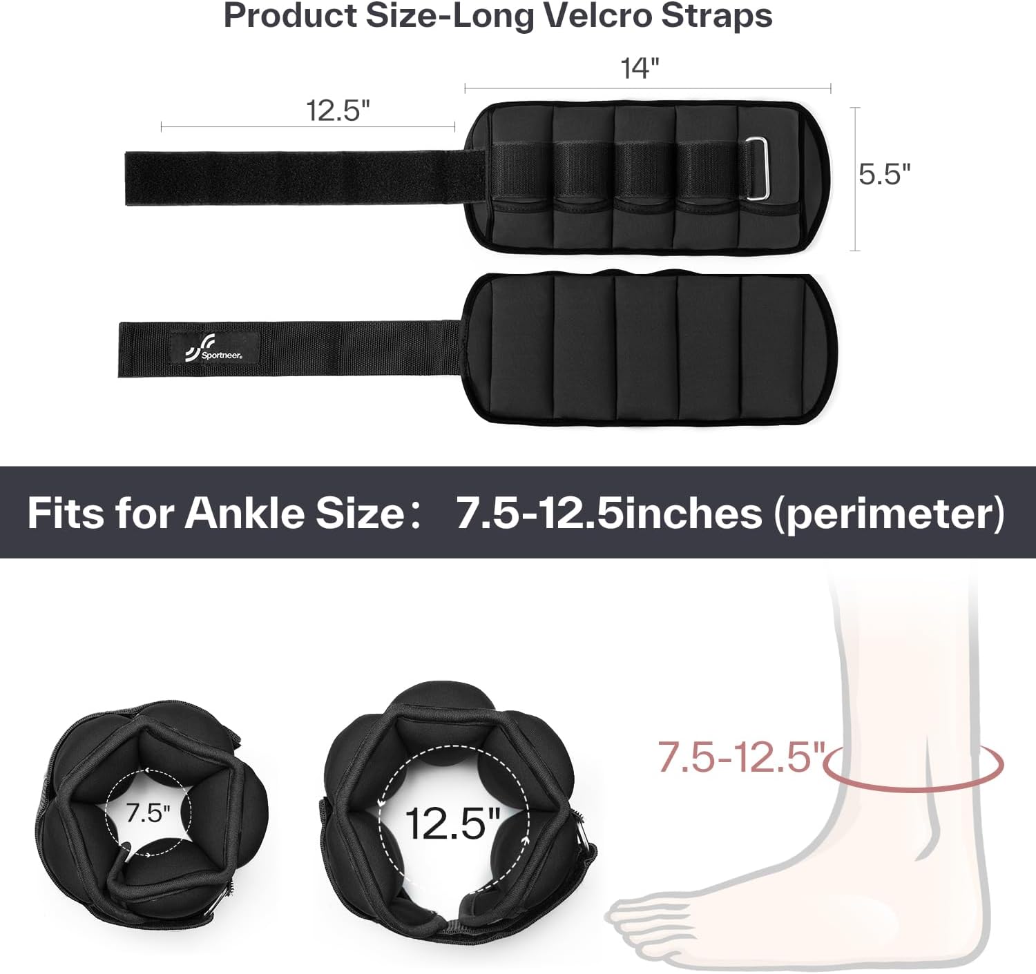 Adjustable 10lb Ankle Weights Set