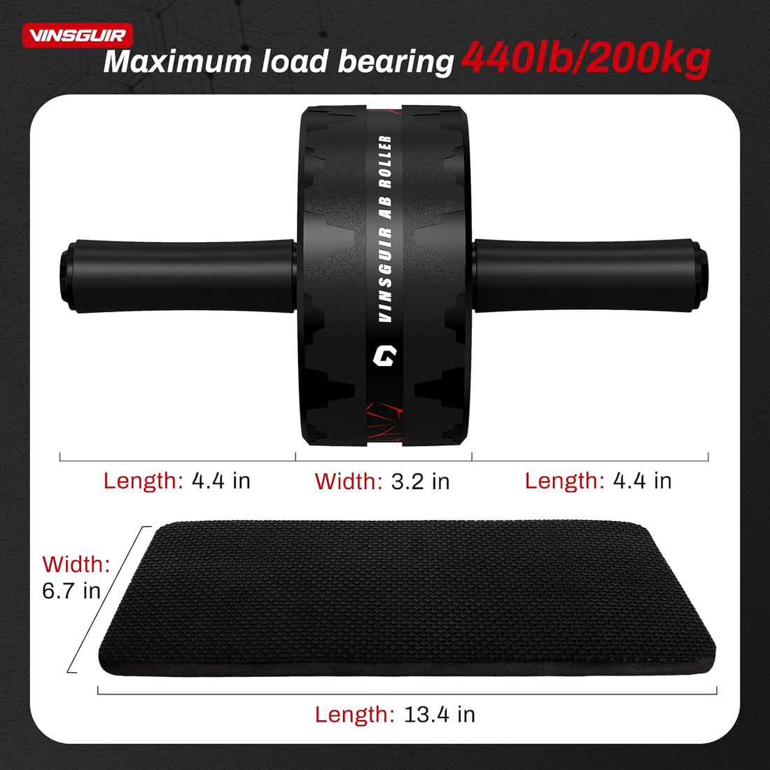 Extra Wide Ab Roller Wheel with Knee Pad